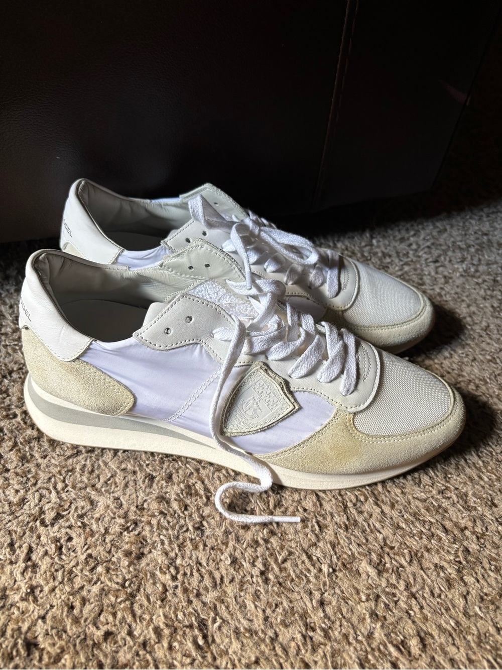 Philippe Model White and Cream Men's Low-Top Sneakers